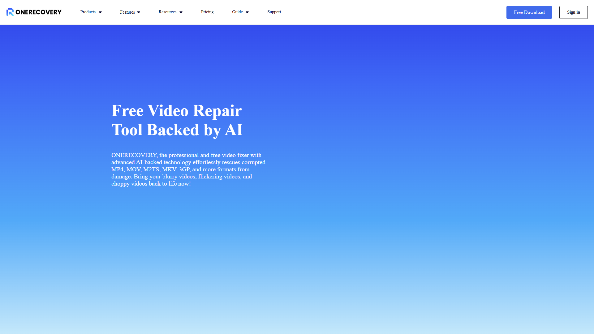 ONERECOVERY Free AI Video Repair ONERECOVERY Free AI Video Repair