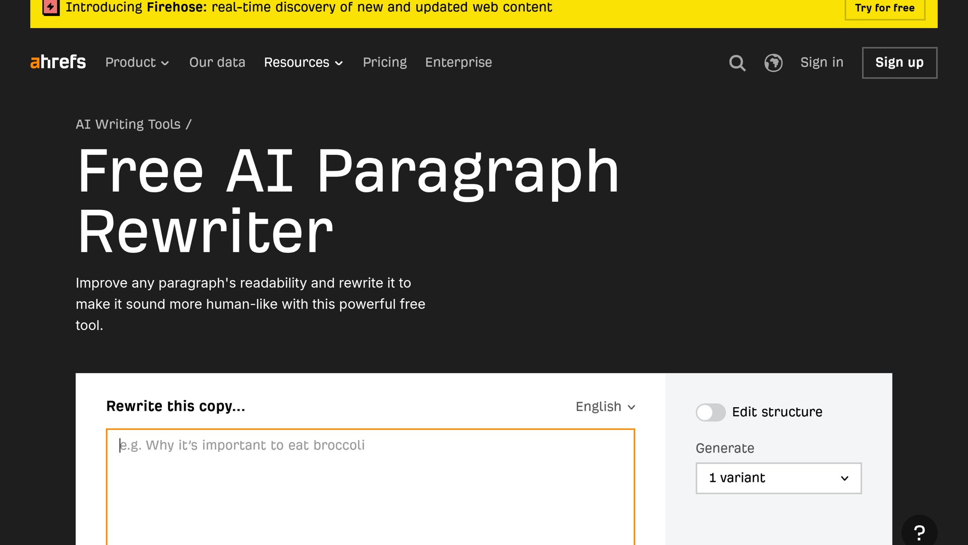 Ahrefs Paragraph Rewriter Ahrefs Paragraph Rewriter
