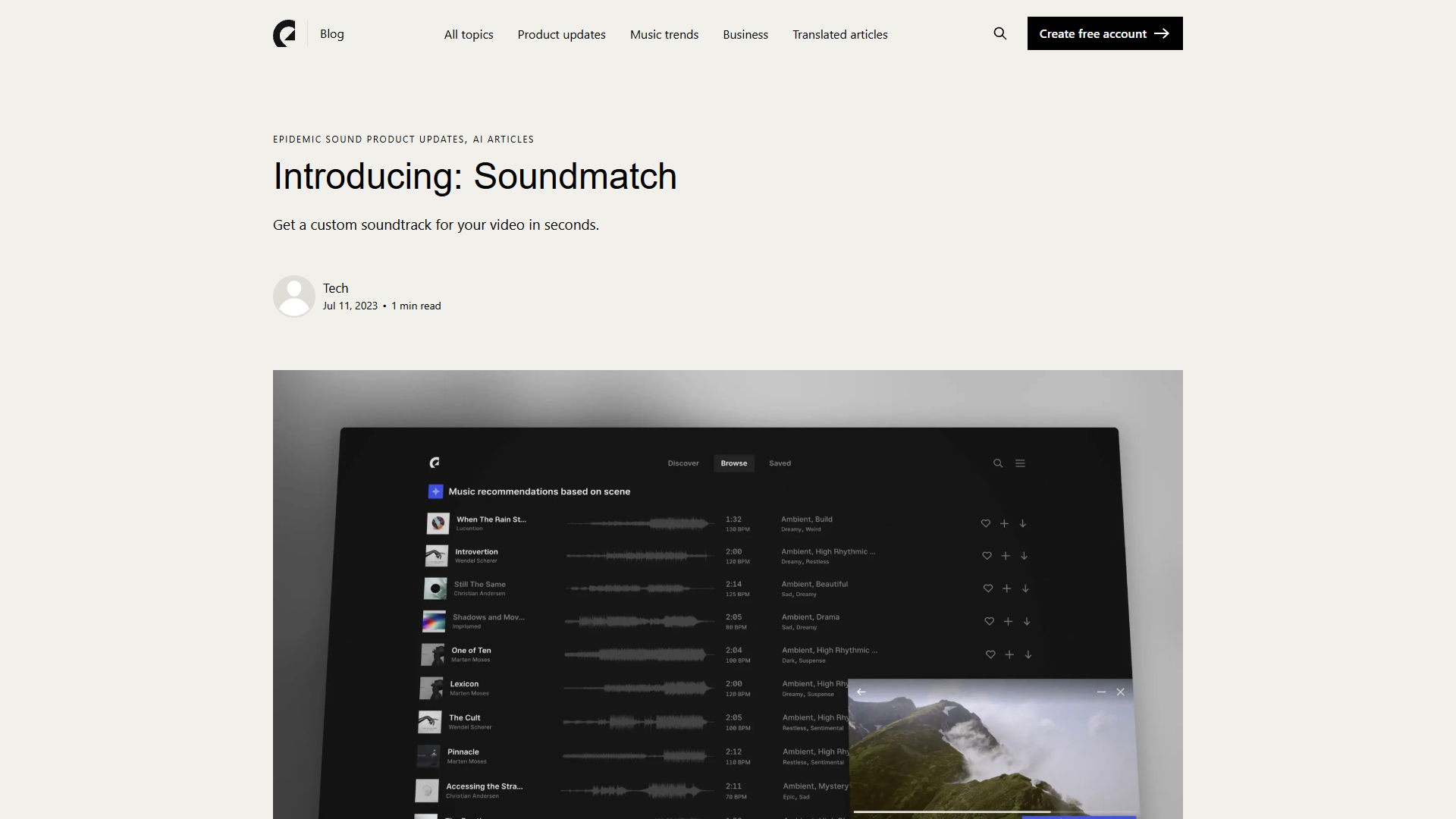 Soundmatch by Epidemic Sound Soundmatch by Epidemic Sound
