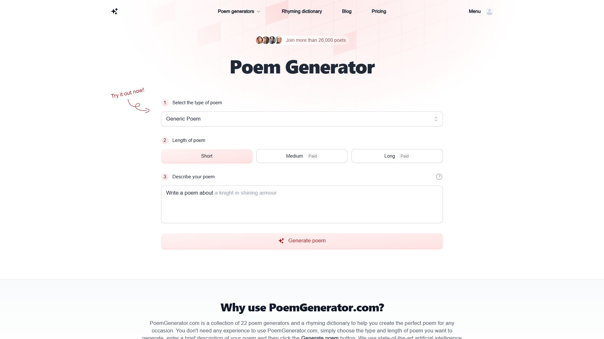 AI Poem Generator (PoemGenerator.com) AI Poem Generator (PoemGenerator.com)