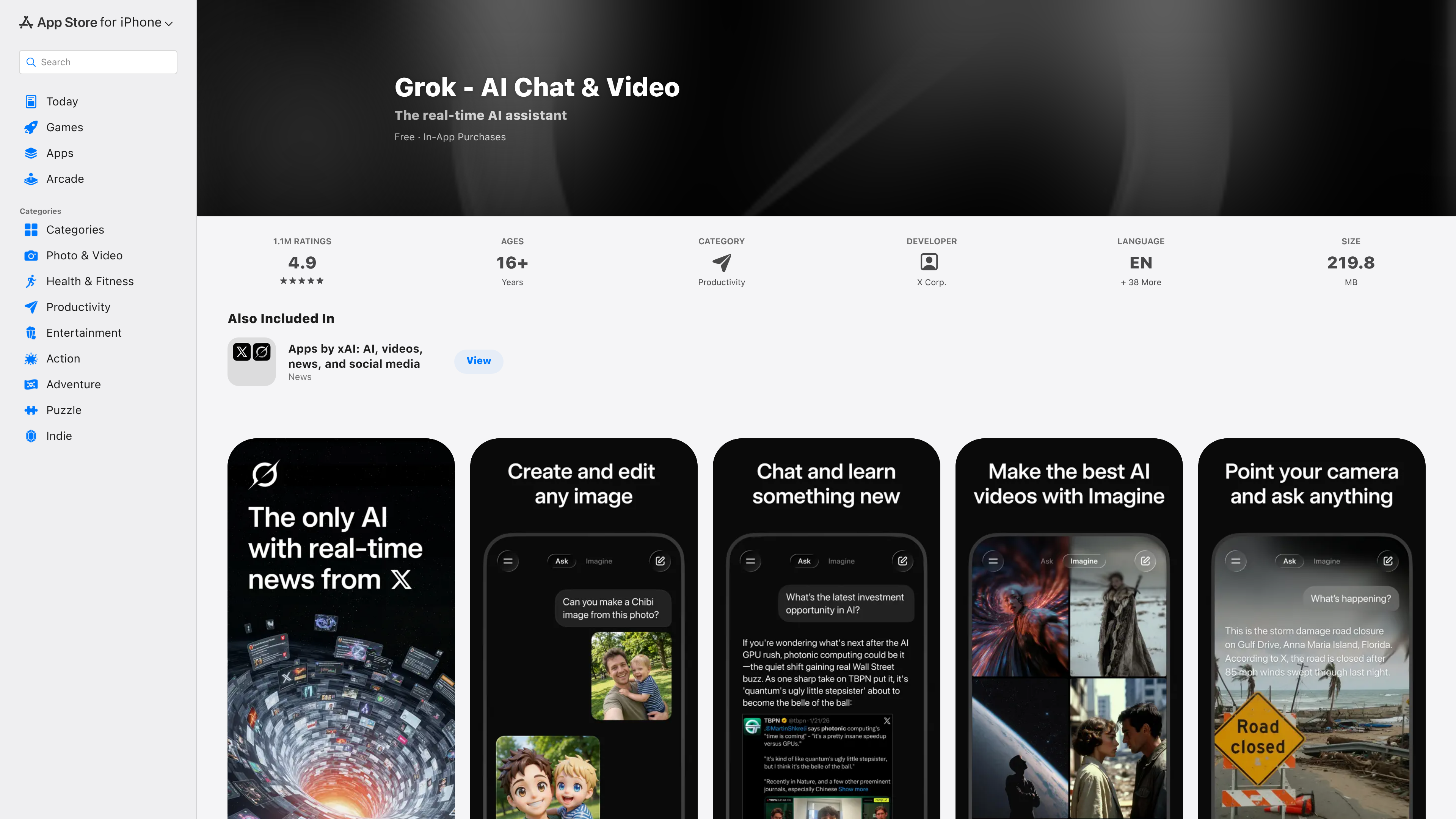 Grok AI Chat & Video для iPhone Grok AI Chat & Video для iPhone