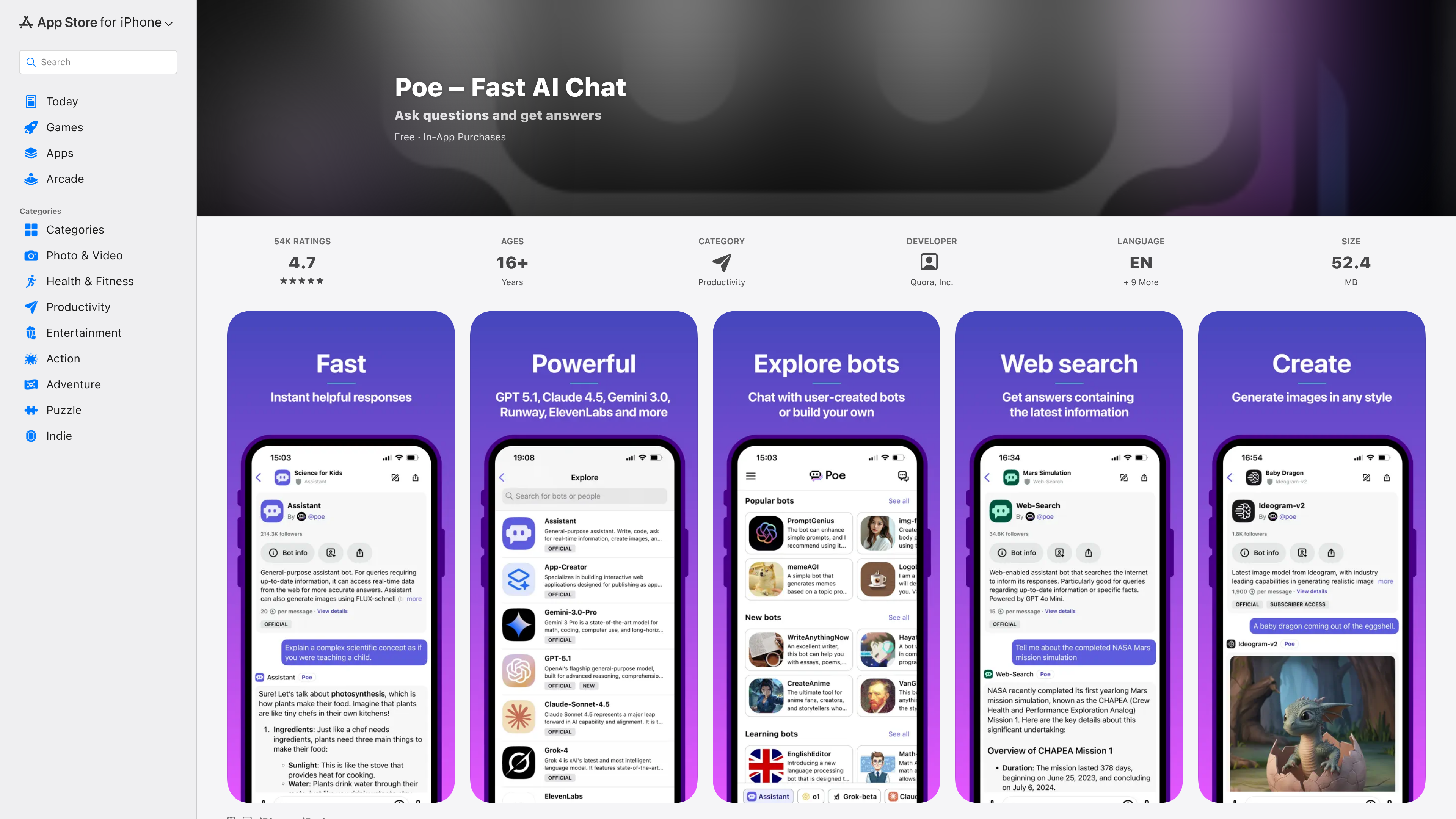 Poe Fast AI Chat для iPhone Poe Fast AI Chat для iPhone